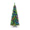 7.5Ft Pre-Lit Pencil Christmas Tree Hinged Pvc Tree W/ 350 Colorful Led Lights